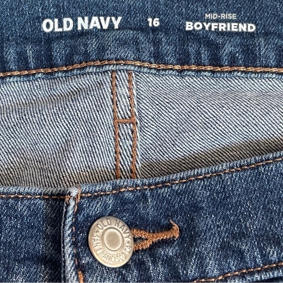 Old Navy Blue Mid-Rise Boyfriend Straight Ripped Jeans Size 16 - Picture 7 of 9